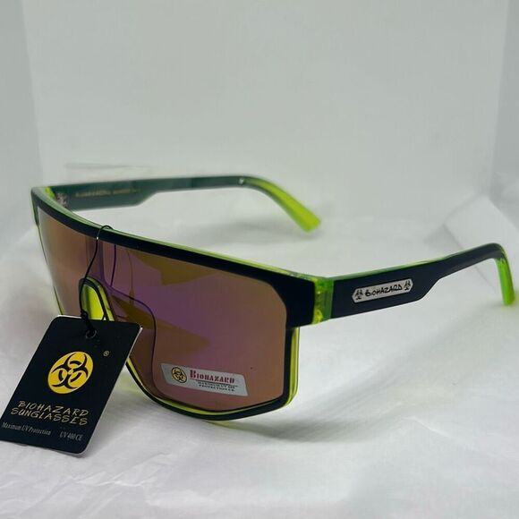 Biohazard Mirrored Shield Sunglasses – Model BZ66302 - Picture 1 of 3